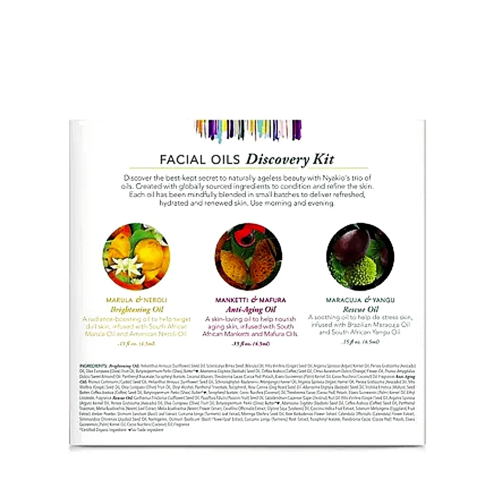 Nyakio Cold Pressed Facial Oils 3-pc  Discovery Kit Maracuja Marula Manketti